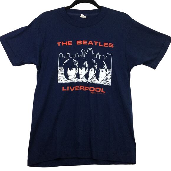 The Beatles Story Vintage Single Stitch Screen Stars Navy Men's Band T-shirt M - Picture 1 of 9